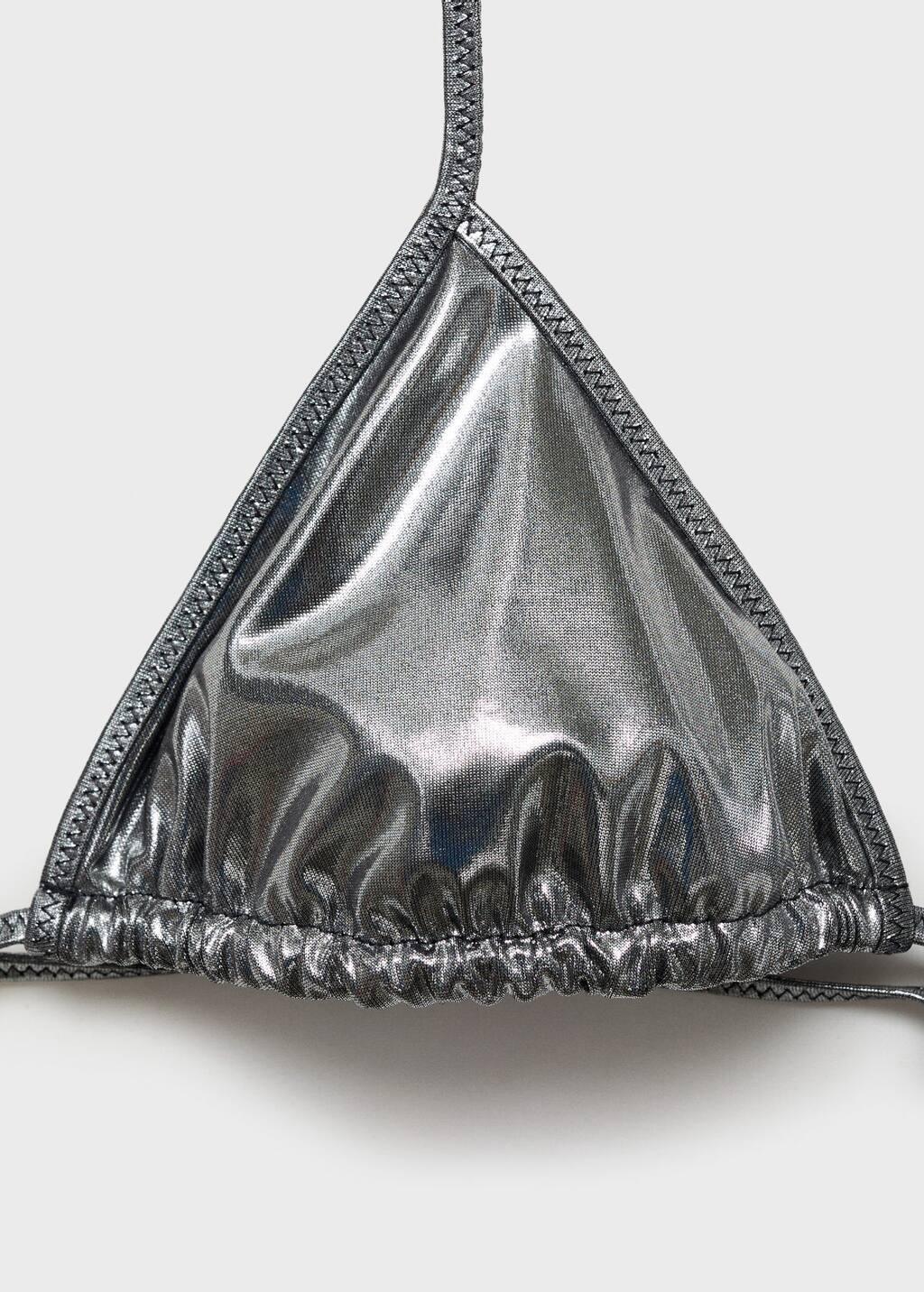 Silver Metallic Effect Triangle Bikini Top, , large image number 3