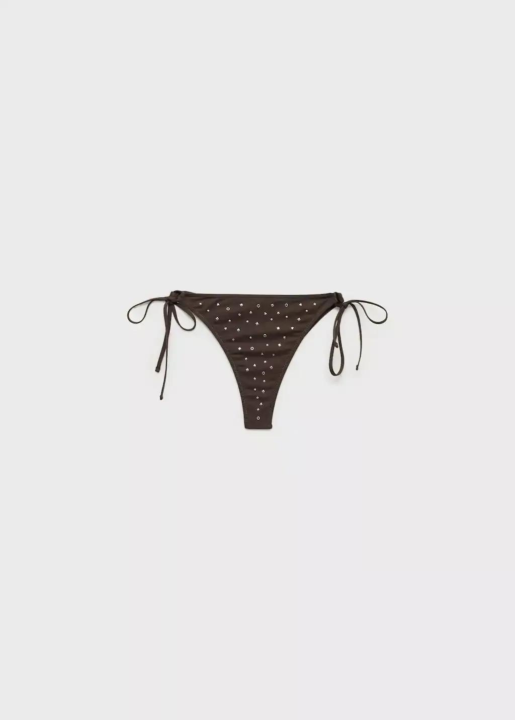 Brown Bikini Bottom With Metallic Embellishments, , large image number 0