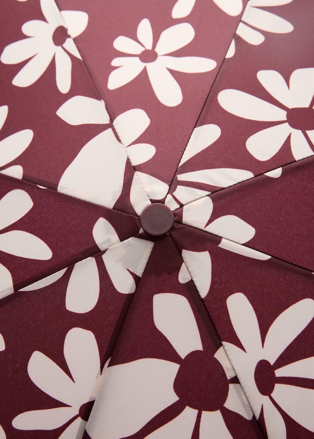Red Flower Print Umbrella, Dark Red, large image number 1