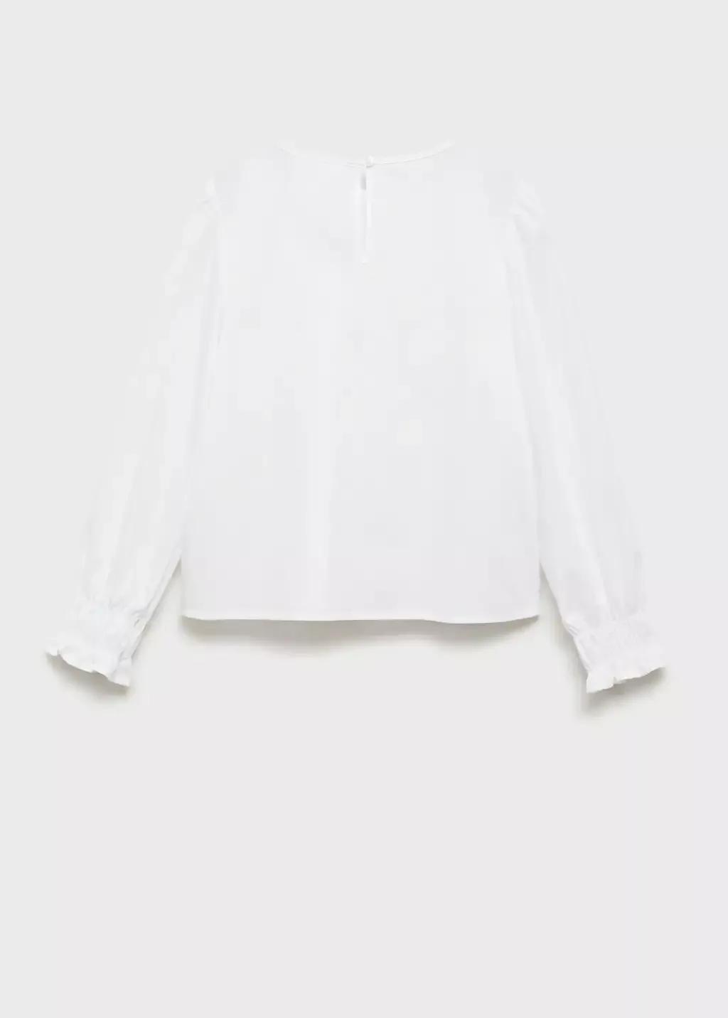 White Rhinestone Pleated Blouse, Kids Girl, , large image number 4