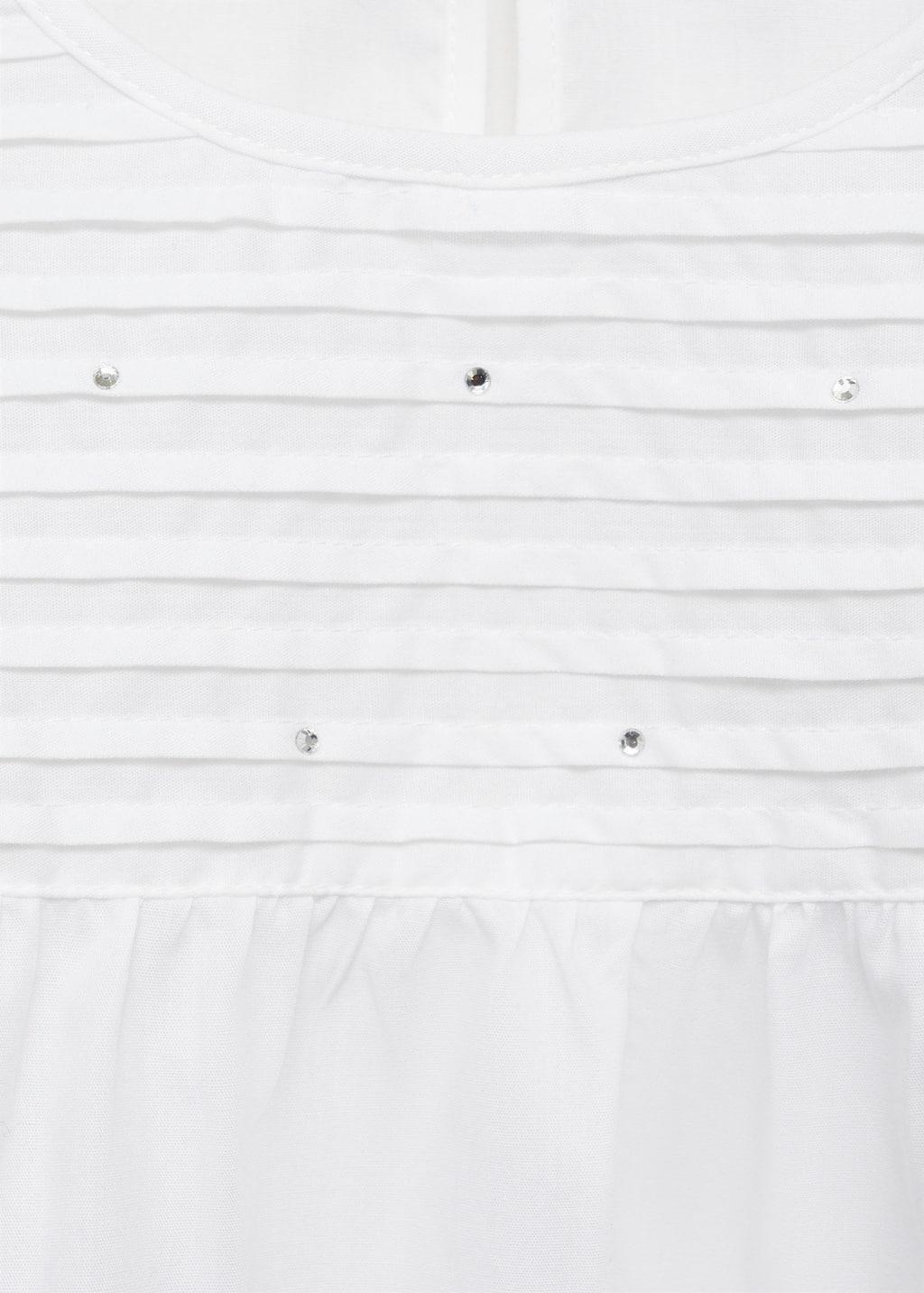 White Rhinestone Pleated Blouse, Kids Girl, , large image number 5