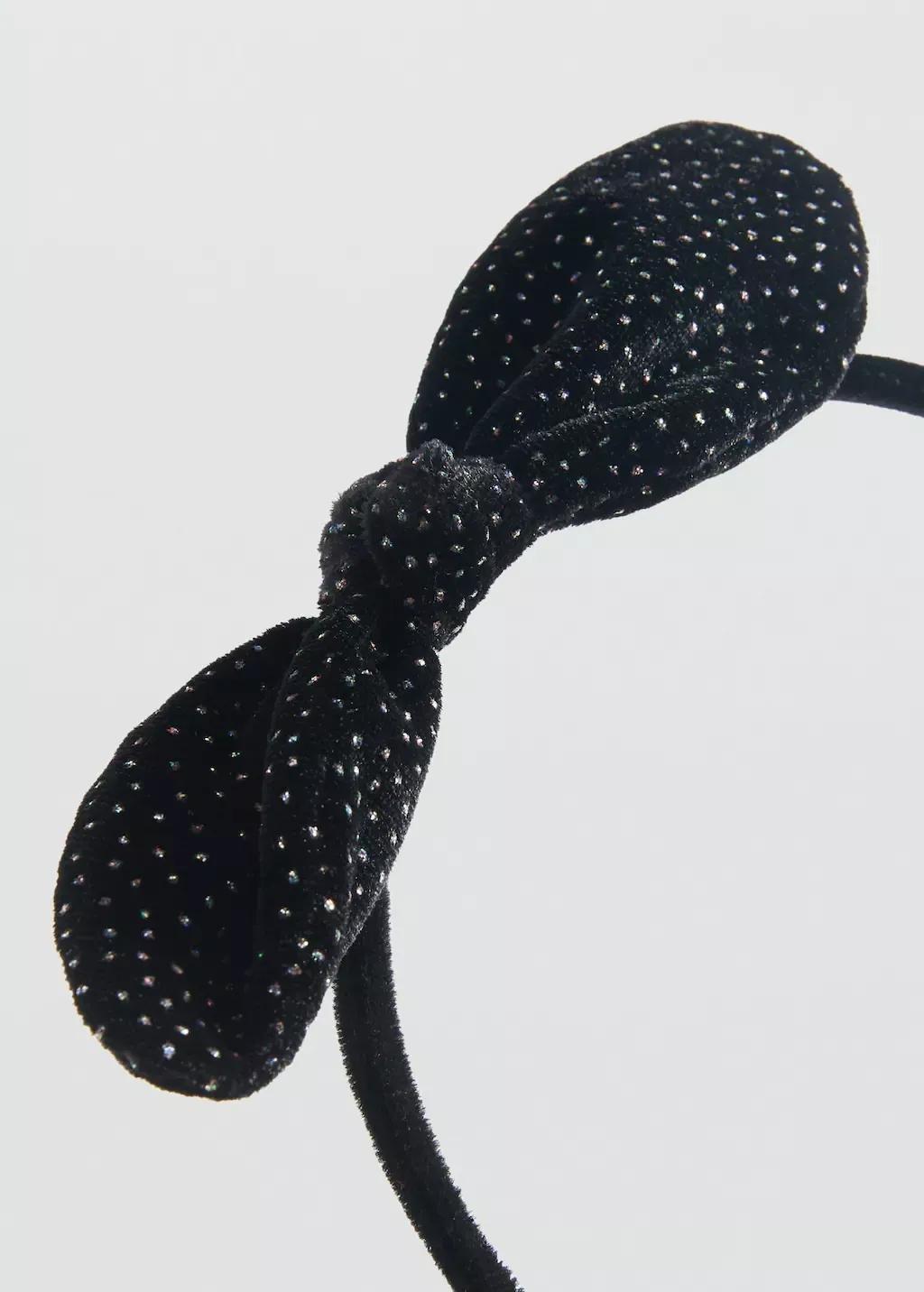 Black Bow Hairband, Kids Girl, Black, large image number 0