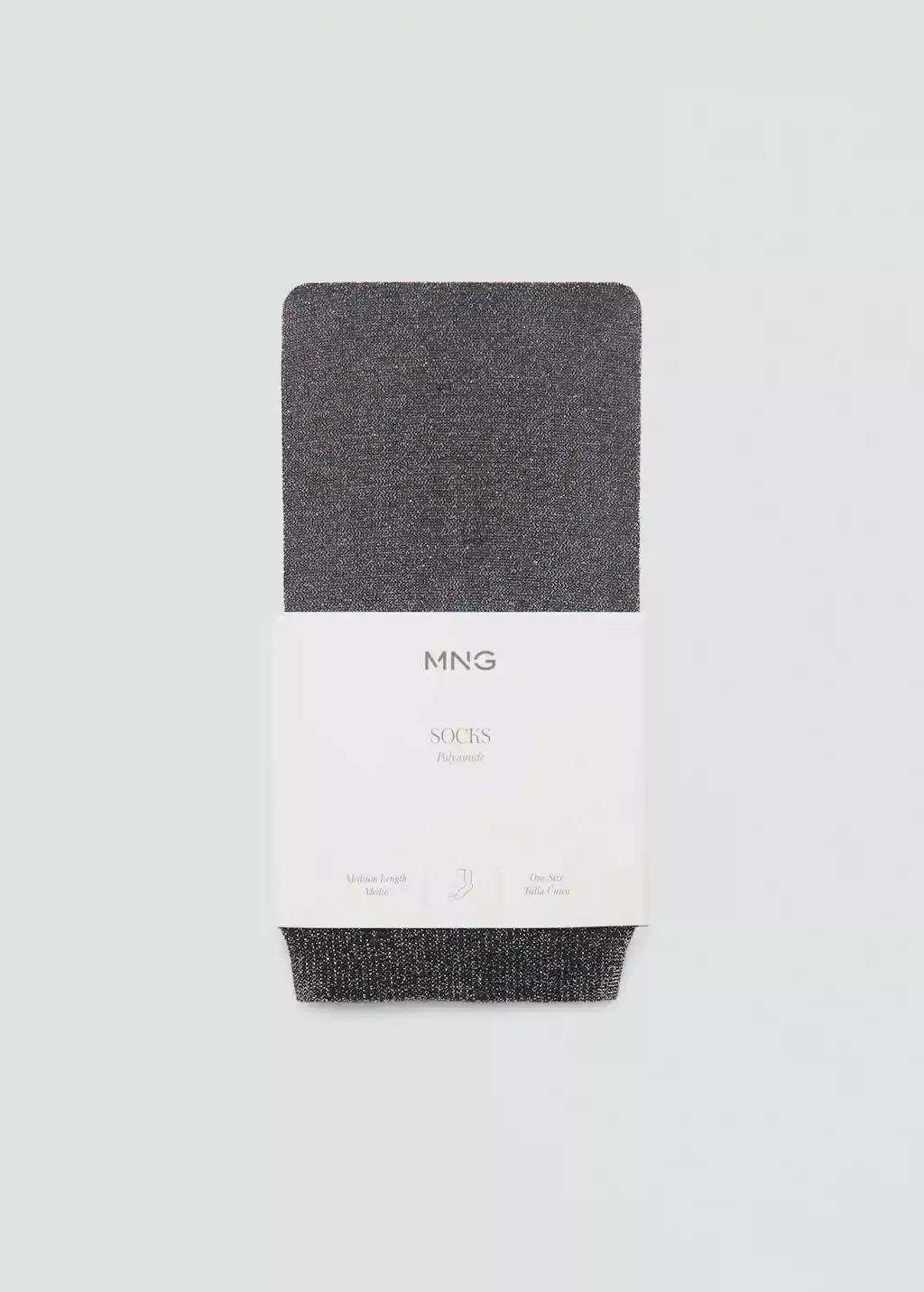 Silver Lurex Long Socks, Silver, large image number 4