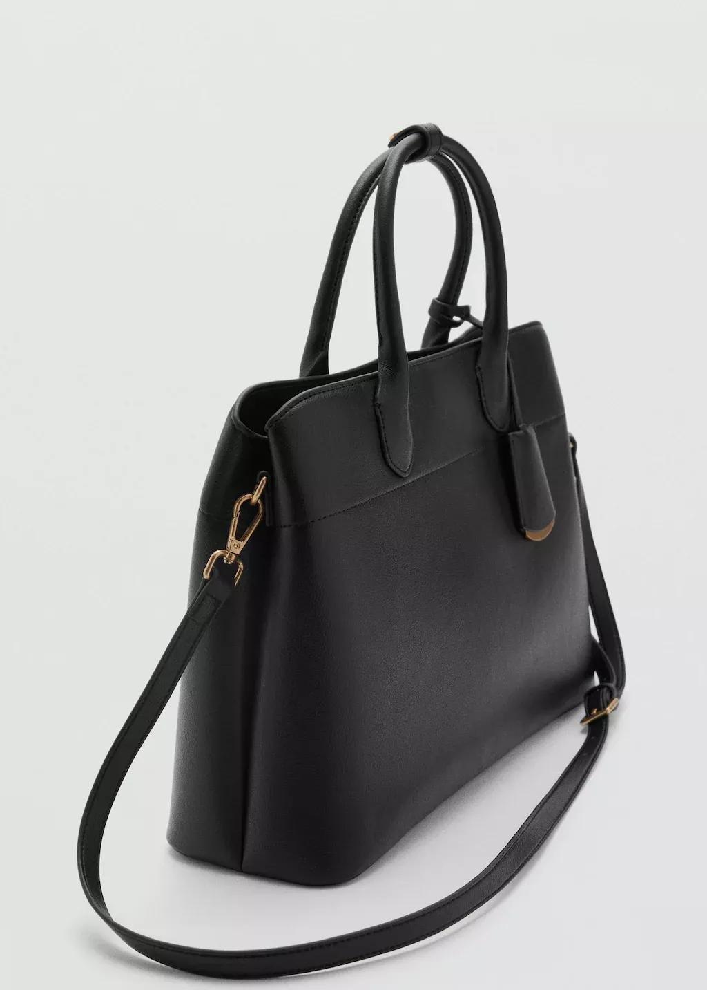 Black Shopper Bag With Double Handle, Black, large image number 0