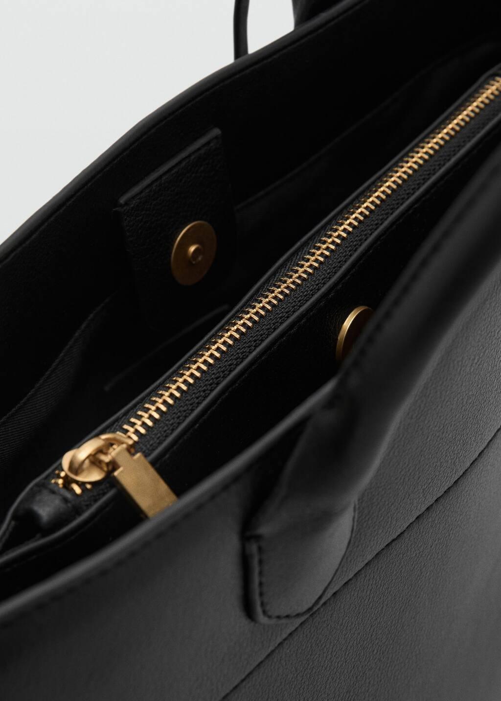 Black Shopper Bag With Double Handle, Black, large image number 1