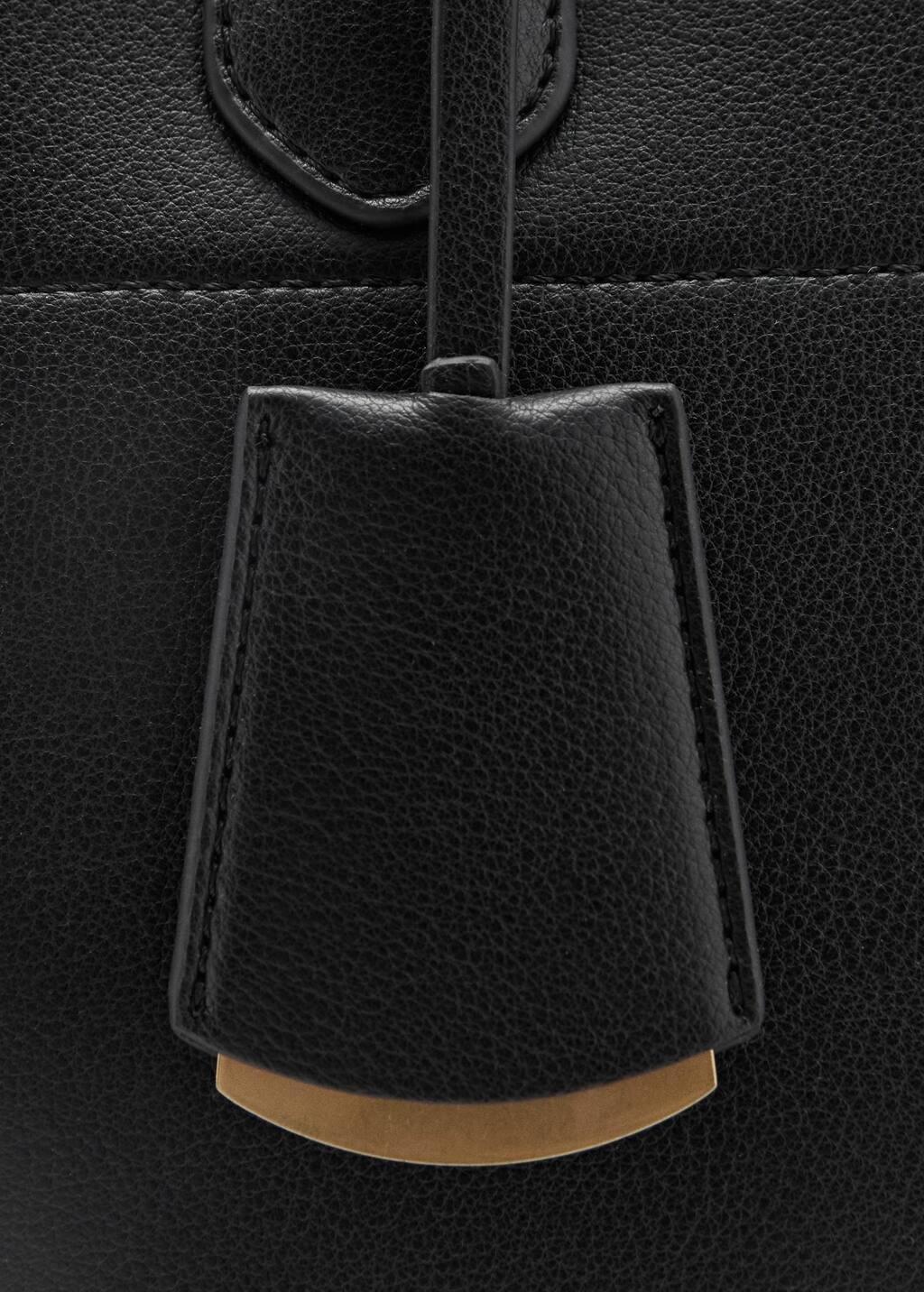 Black Shopper Bag With Double Handle, Black, large image number 3