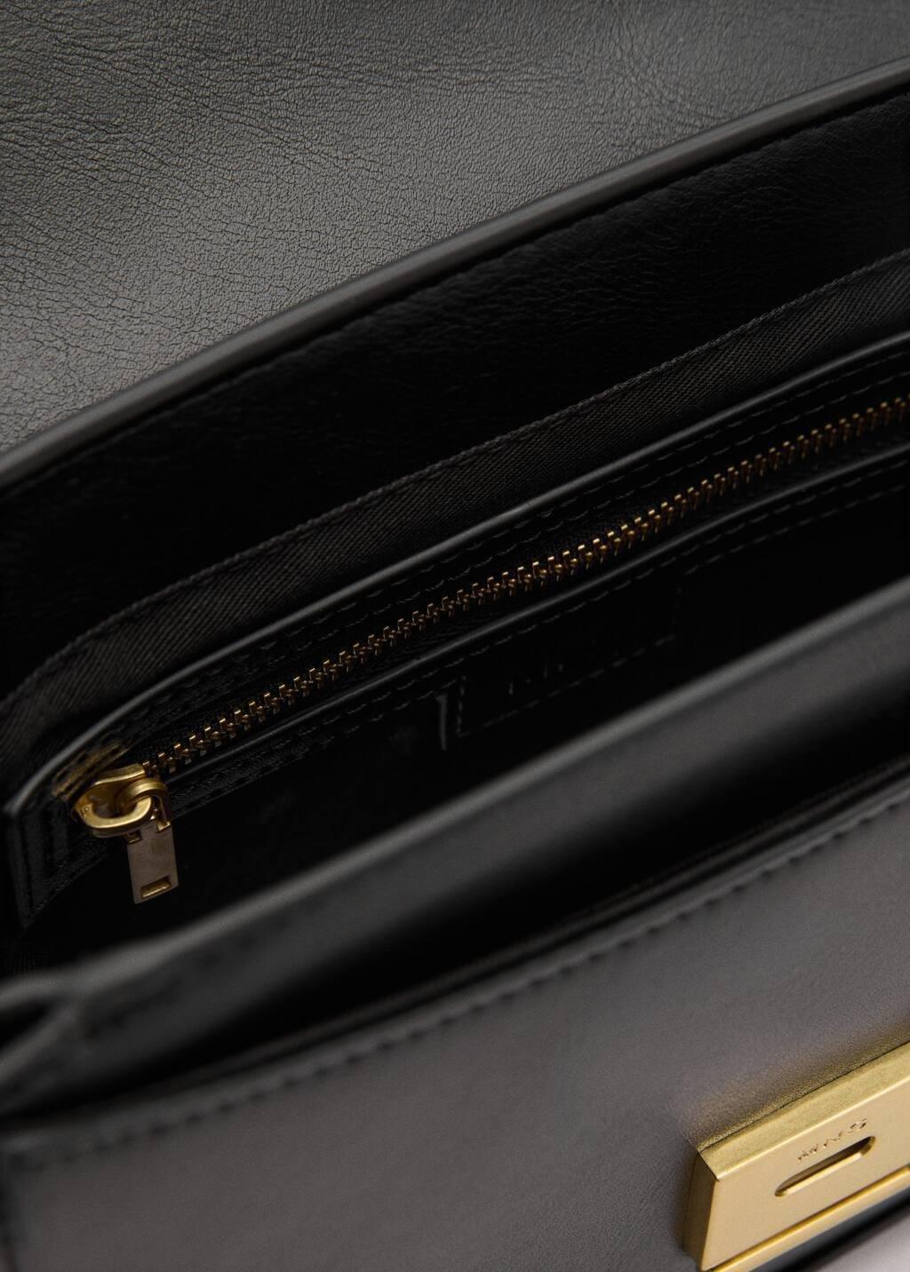 Black Crossbody Bag With Metal Closure, 0201_99, large image number 3