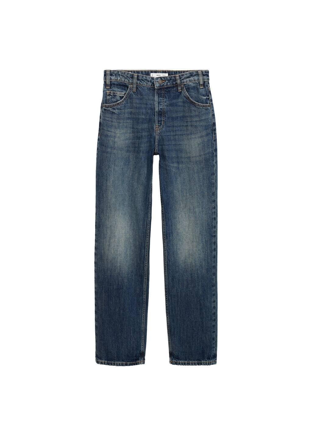 Blue Mid-Rise Straight Jeans, , large image number 2