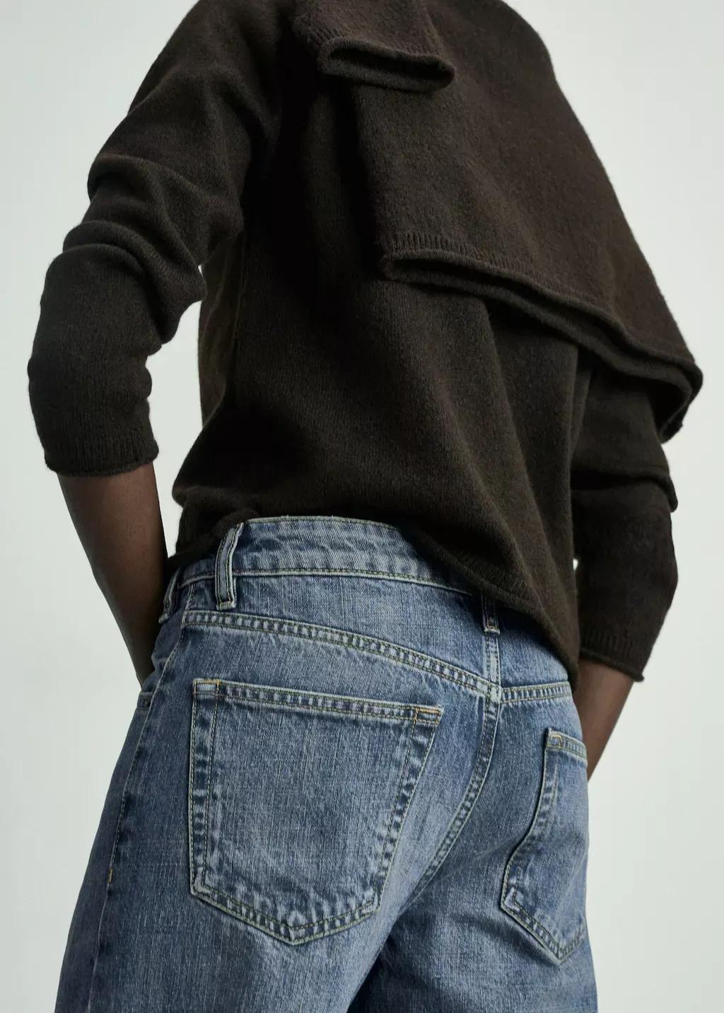 Blue Mid-Rise Straight Jeans, , large image number 3