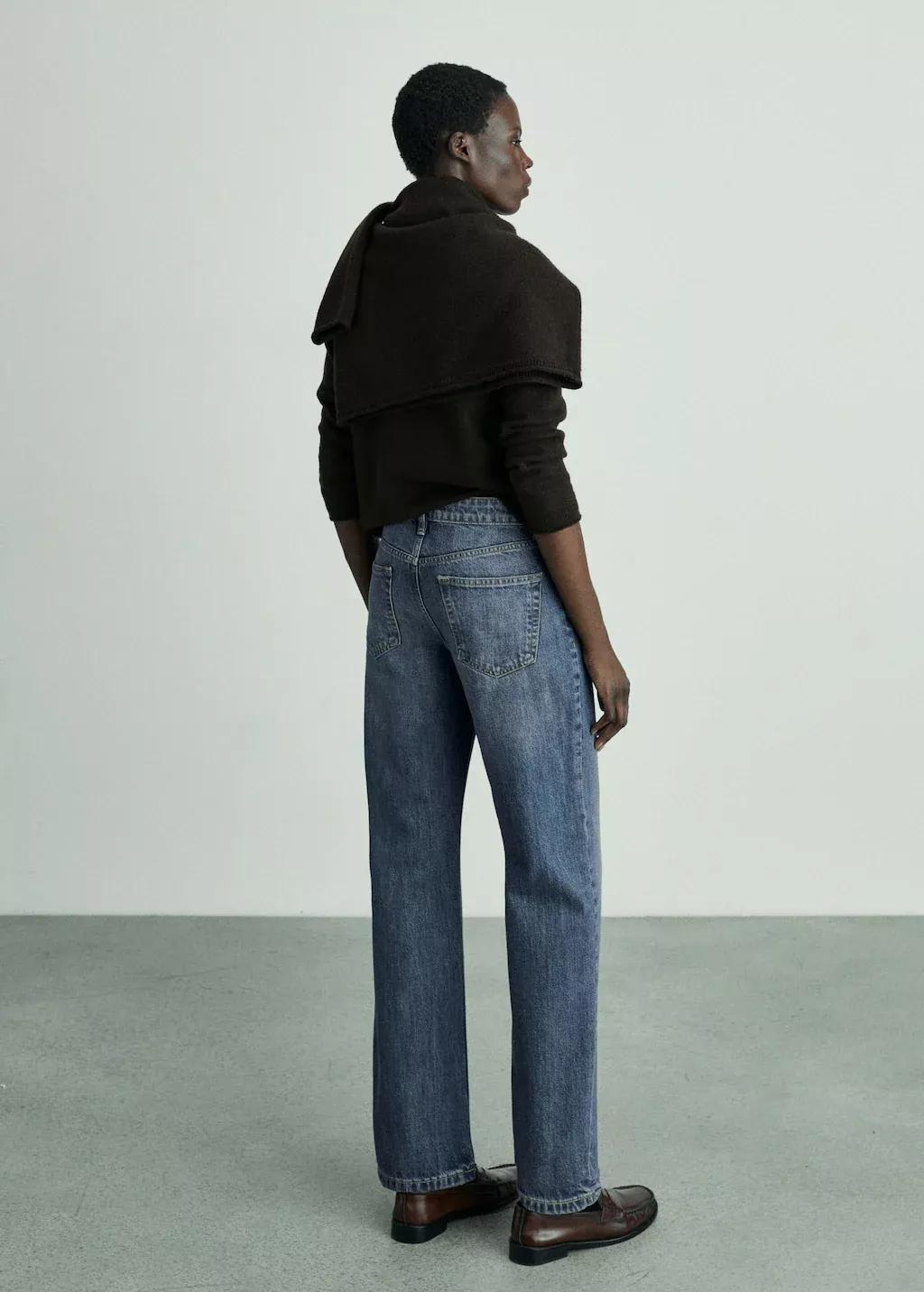 Blue Mid-Rise Straight Jeans, , large image number 6