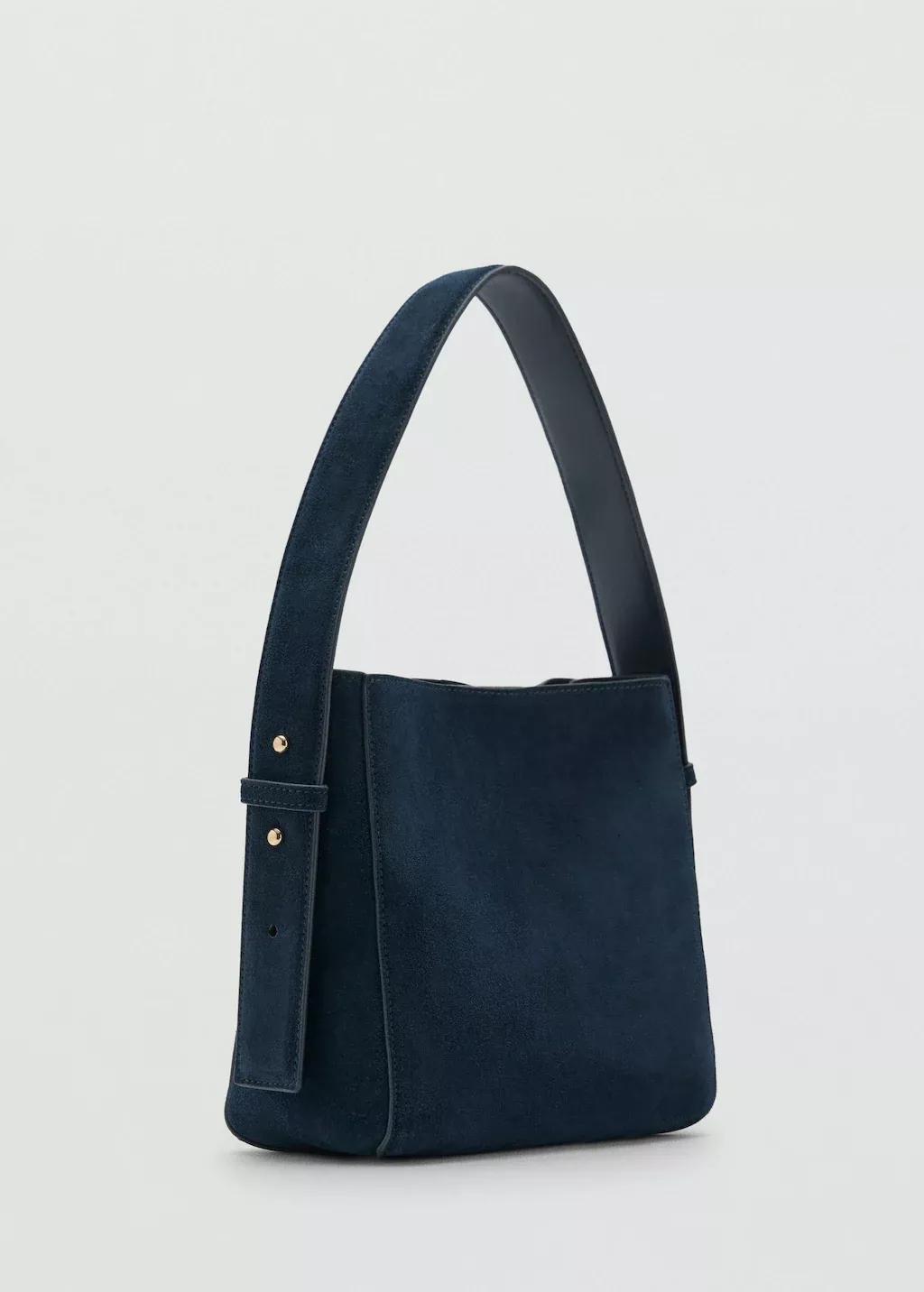 Navy 100% Split Leather Bag, Navy, large image number 0