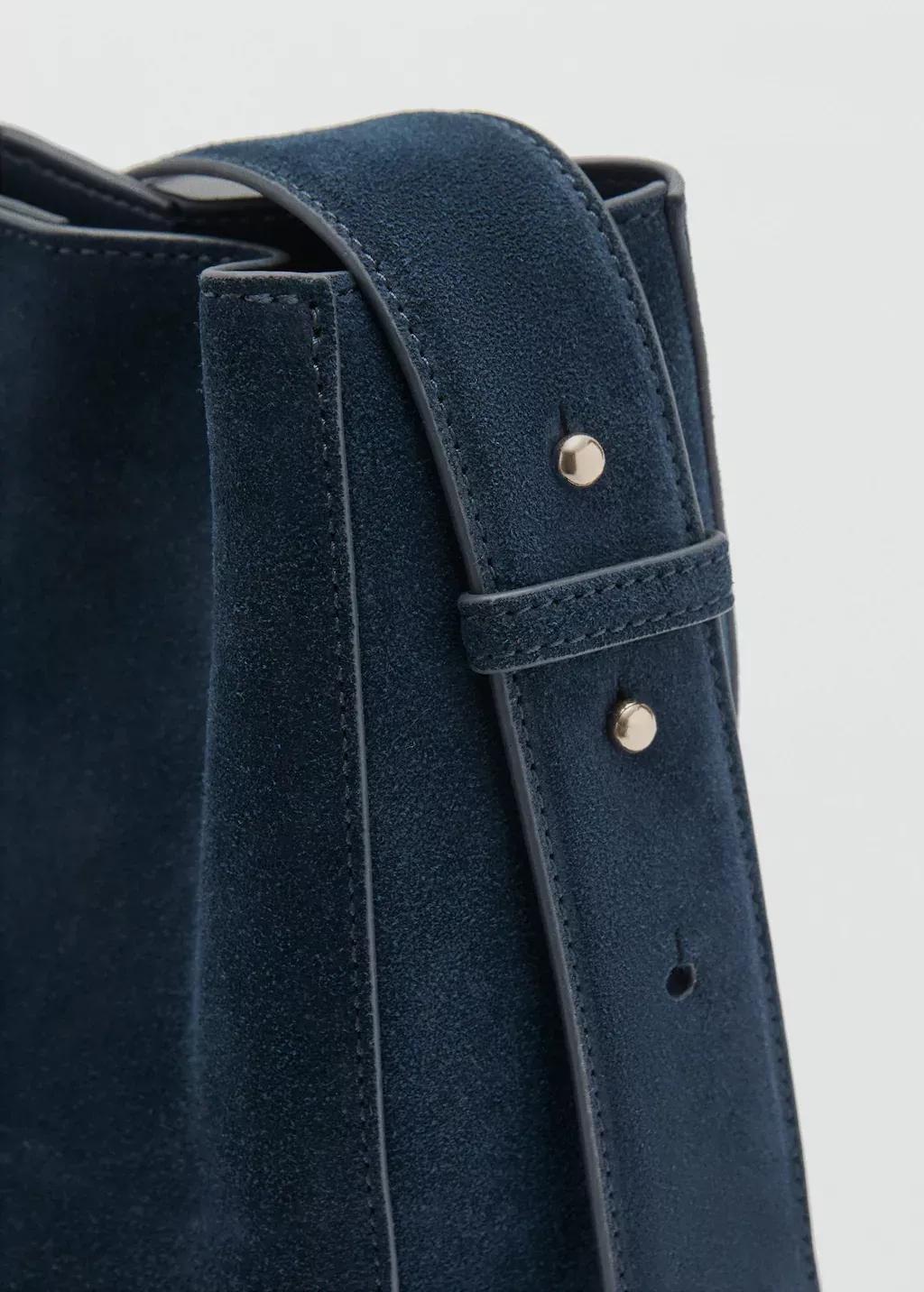 Navy 100% Split Leather Bag, Navy, large image number 3