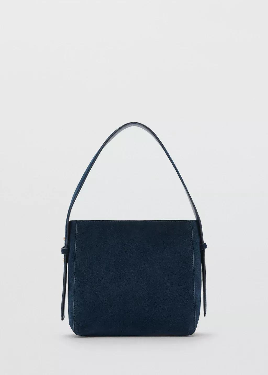 Navy 100% Split Leather Bag, Navy, large image number 4