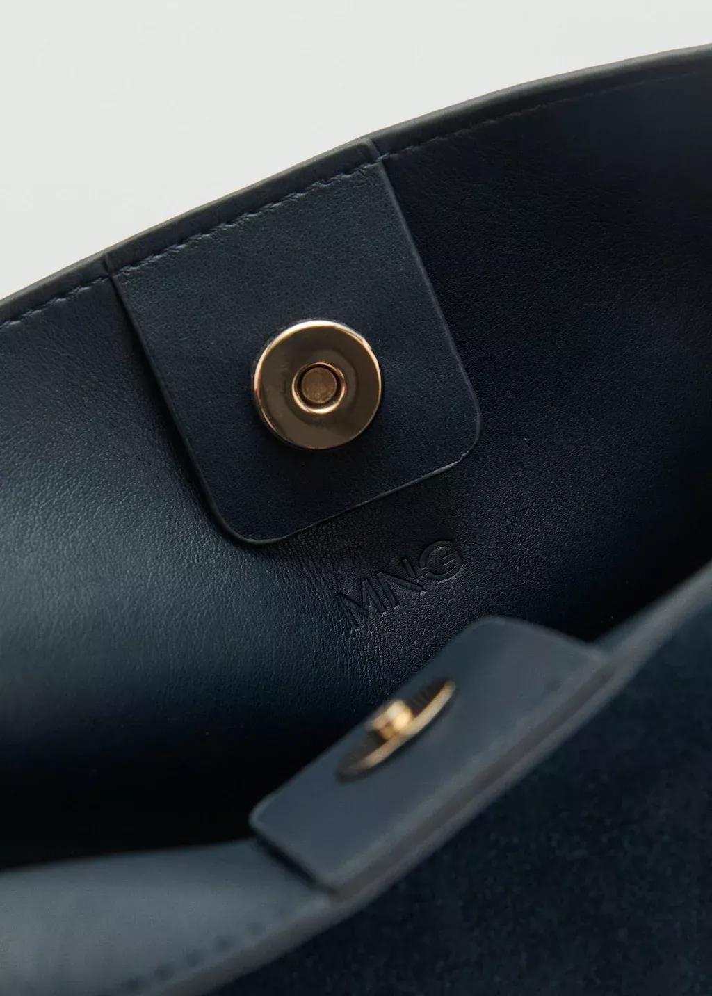 Navy 100% Split Leather Bag, Navy, large image number 5