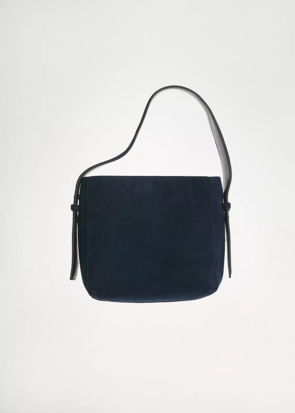 Navy 100% Split Leather Bag, Navy, large image number 6