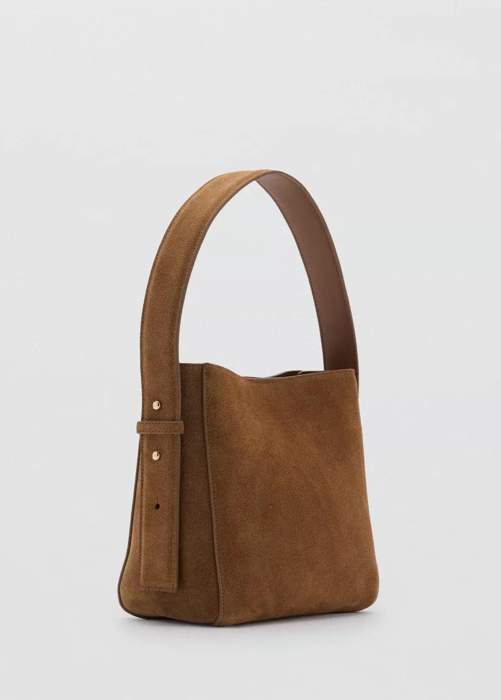 Brown Suede Mini Shopper Bag, Medium Brown, large image number 0