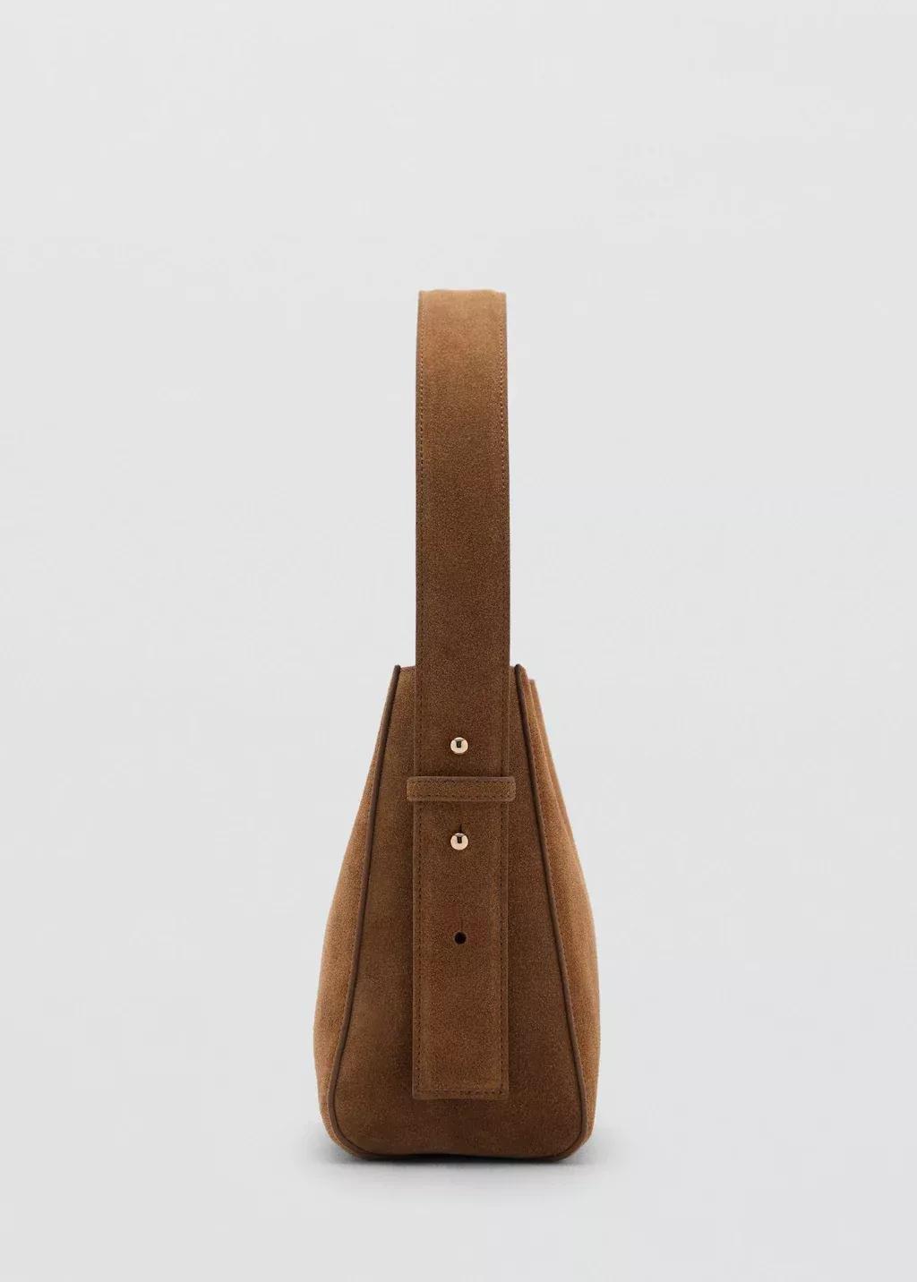 Brown Suede Mini Shopper Bag, Medium Brown, large image number 1