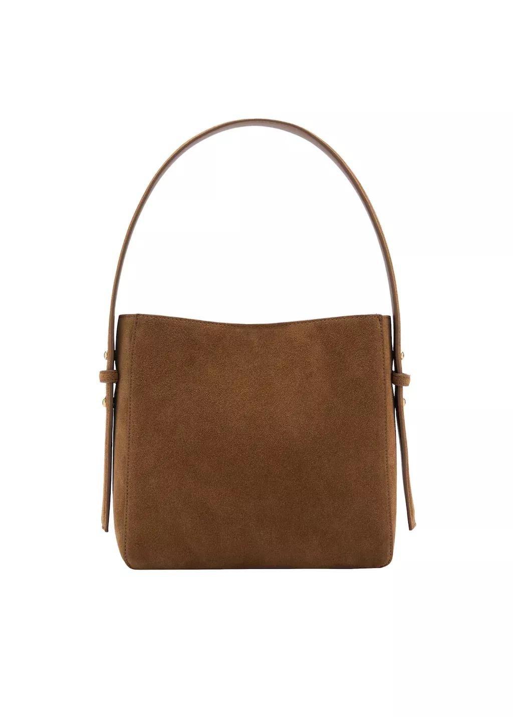 Brown Suede Mini Shopper Bag, Medium Brown, large image number 2