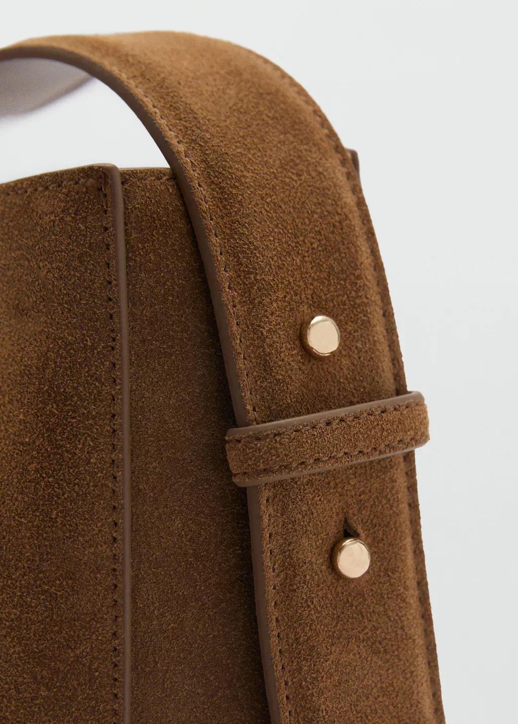 Brown Suede Mini Shopper Bag, Medium Brown, large image number 3
