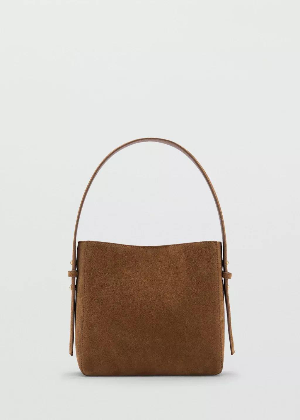 Brown Suede Mini Shopper Bag, Medium Brown, large image number 4