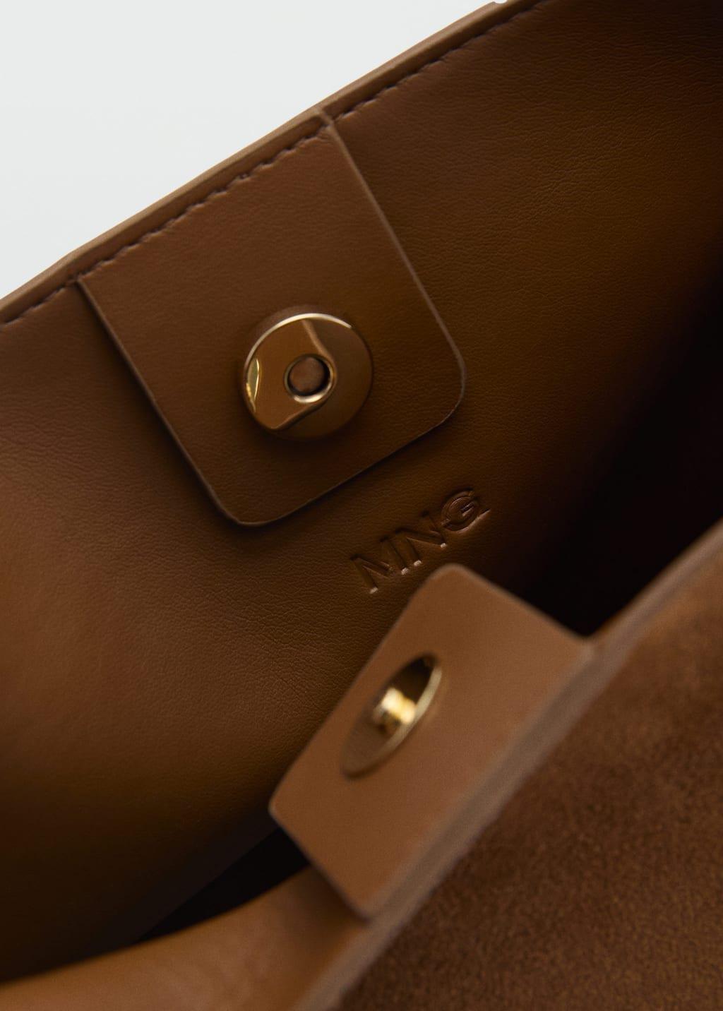 Brown Suede Mini Shopper Bag, Medium Brown, large image number 5