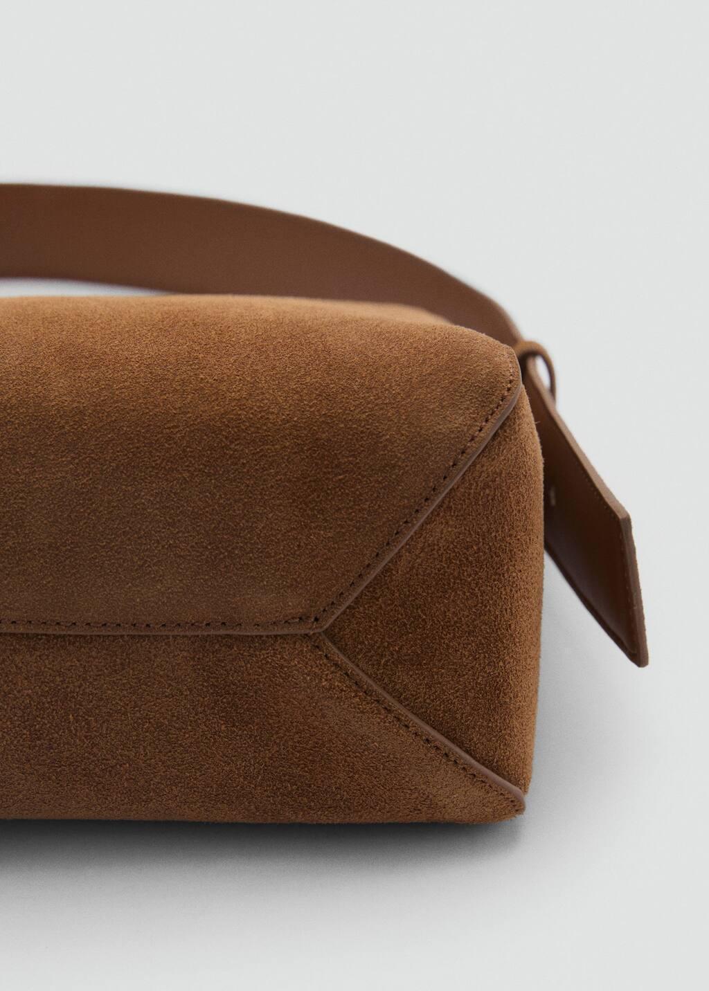 Brown Suede Mini Shopper Bag, Medium Brown, large image number 6