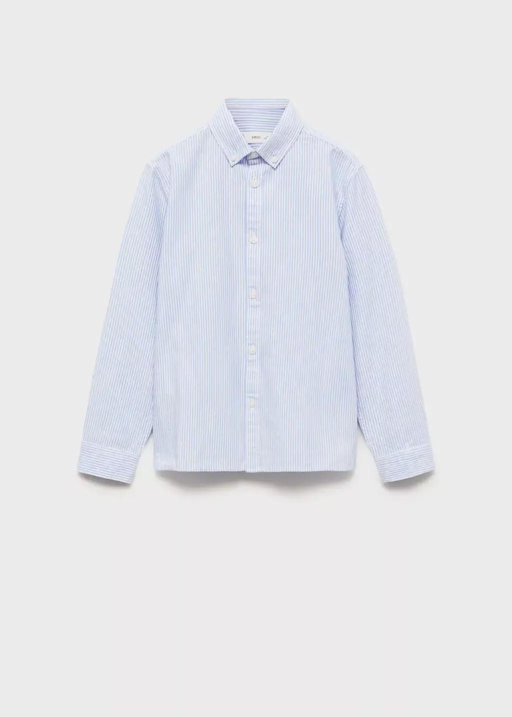 Blue Lt-Pastel 100% Cotton Oxford Striped Shirt, Kids Boy, , large image number 0