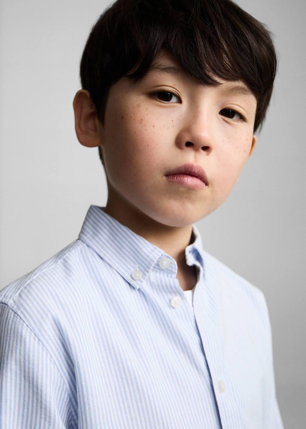 Blue Lt-Pastel 100% Cotton Oxford Striped Shirt, Kids Boy, , large image number 3