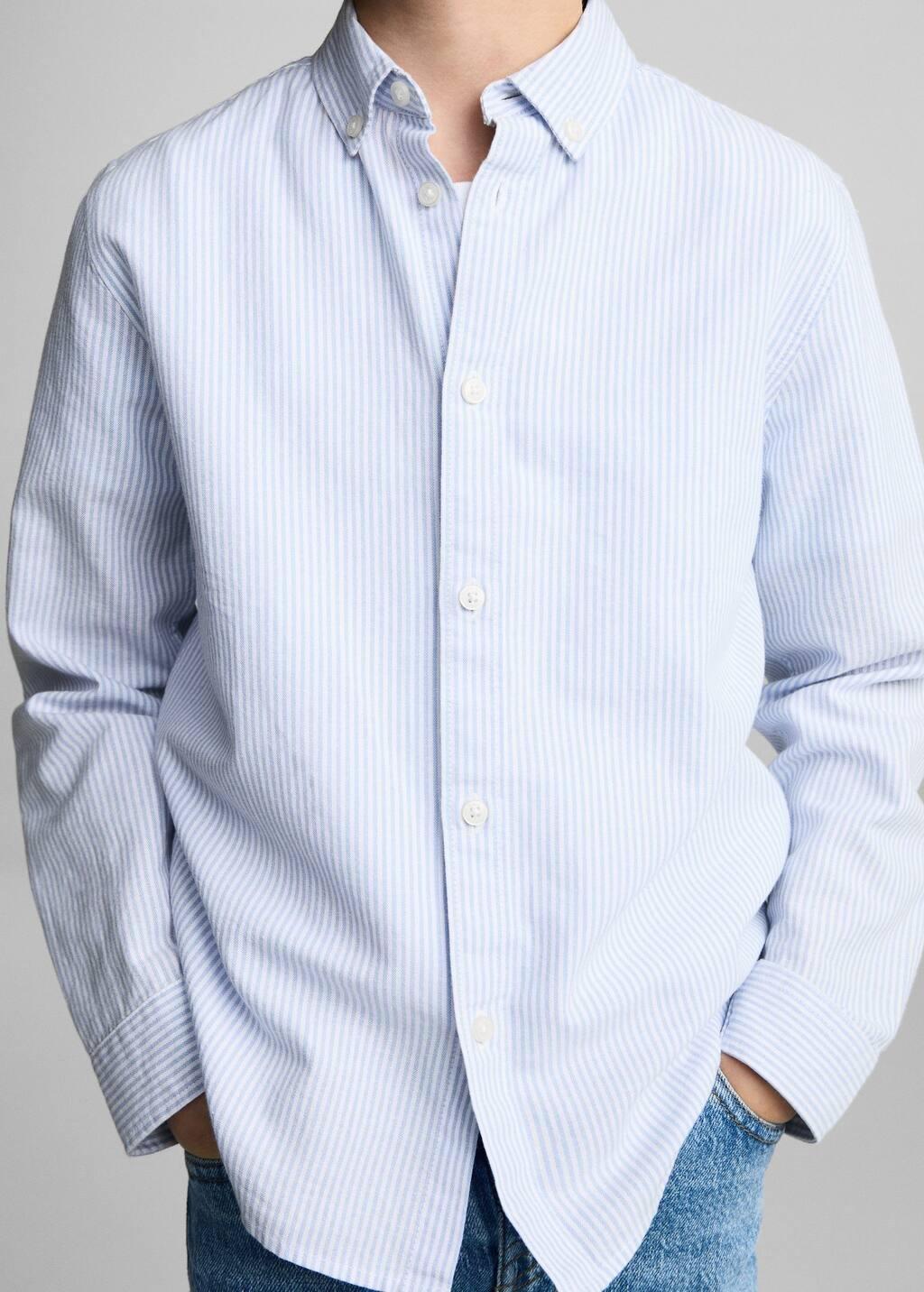 Blue Lt-Pastel 100% Cotton Oxford Striped Shirt, Kids Boy, , large image number 7