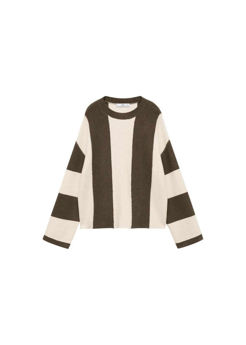 Khaki Knit Striped Sweater, , large image number 2
