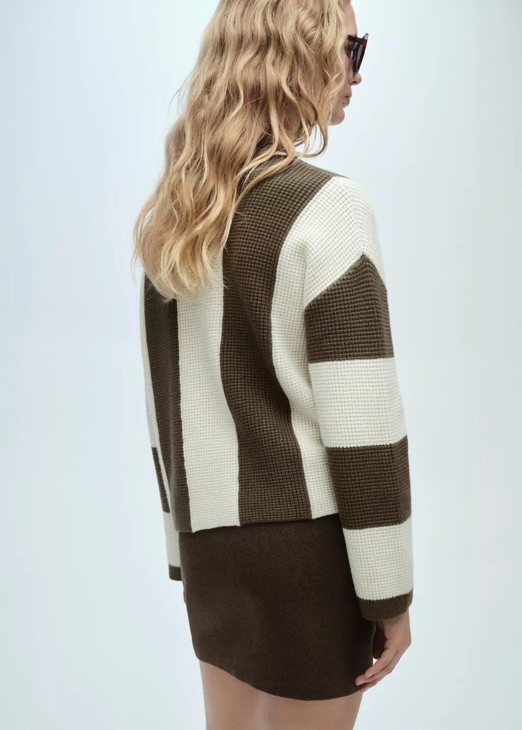 Khaki Knit Striped Sweater, , large image number 6