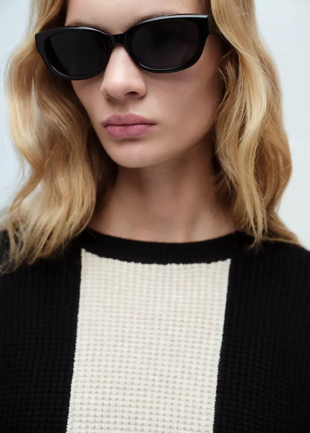 Black Knit Striped Sweater, , large image number 1