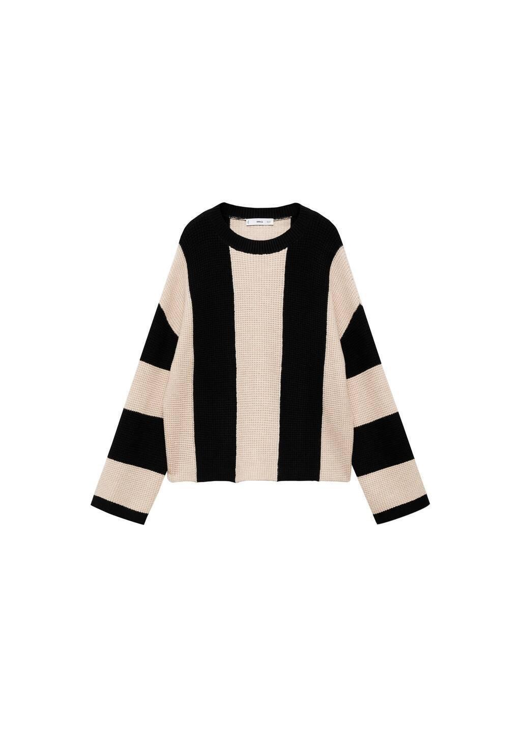 Black Knit Striped Sweater, , large image number 2