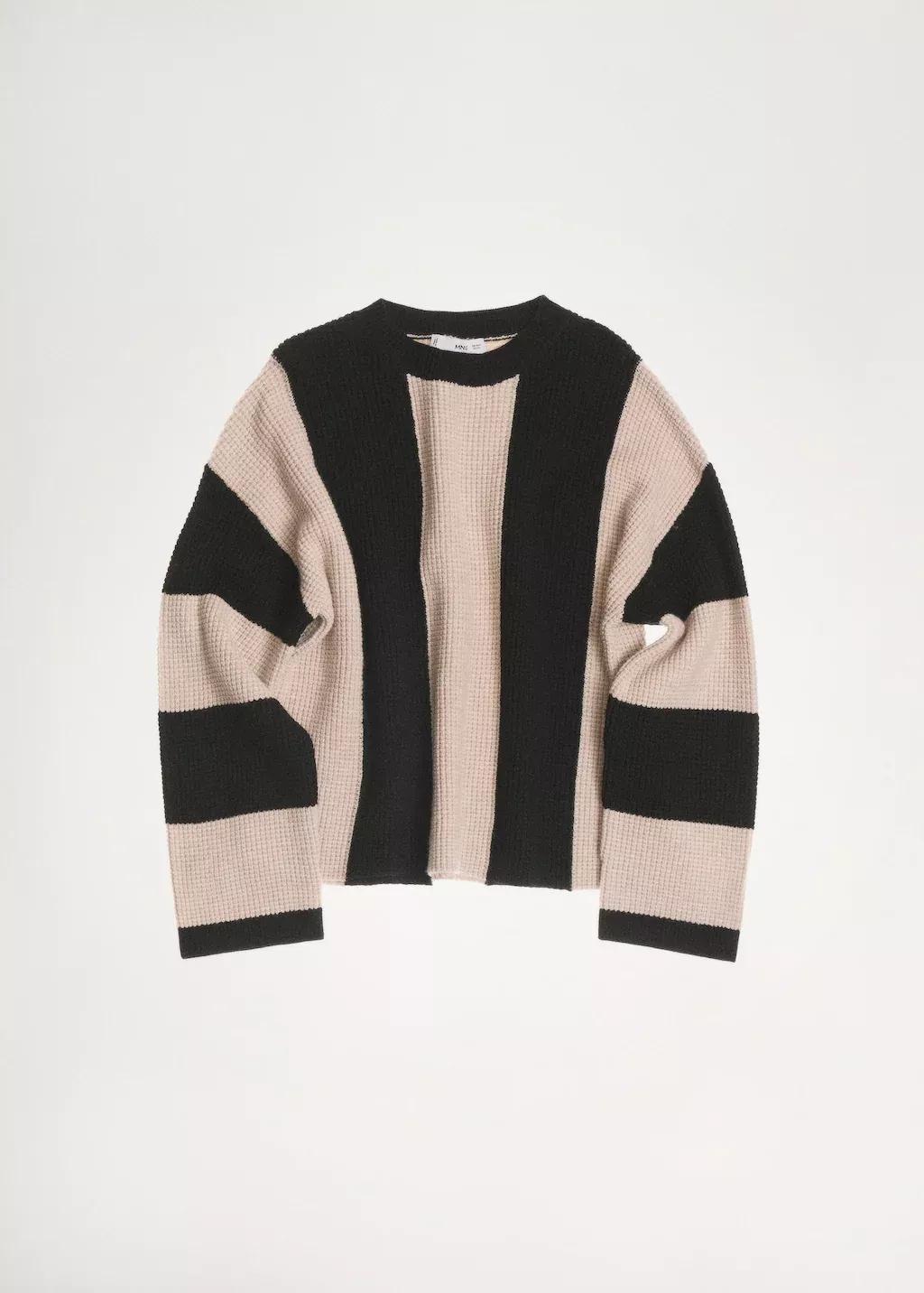 Black Knit Striped Sweater, , large image number 3