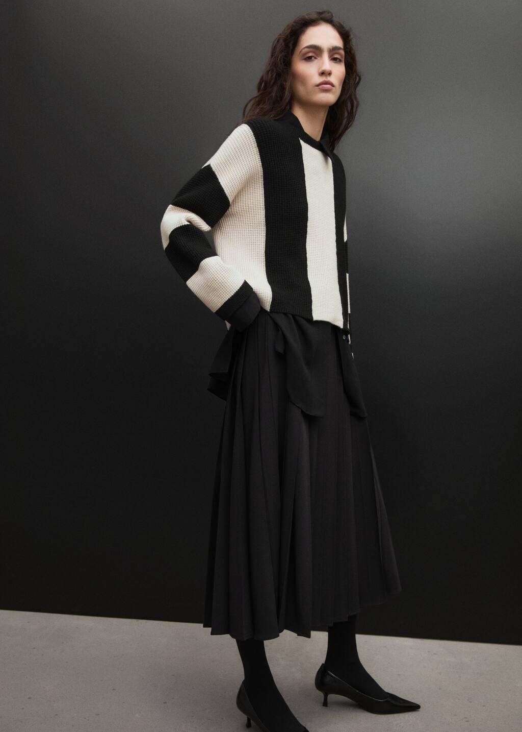 Black Knit Striped Sweater, , large image number 4