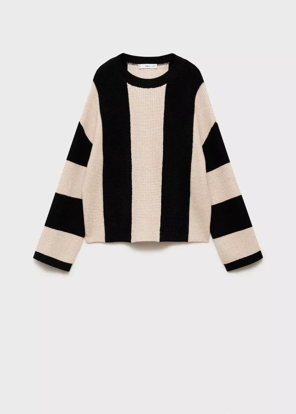 Black Knit Striped Sweater, , large image number 5