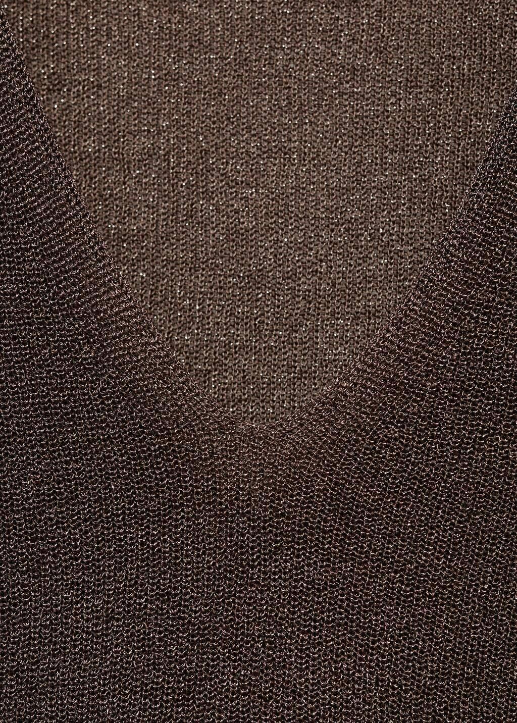 Brown V-Neck Lurex Sweater, , large image number 4