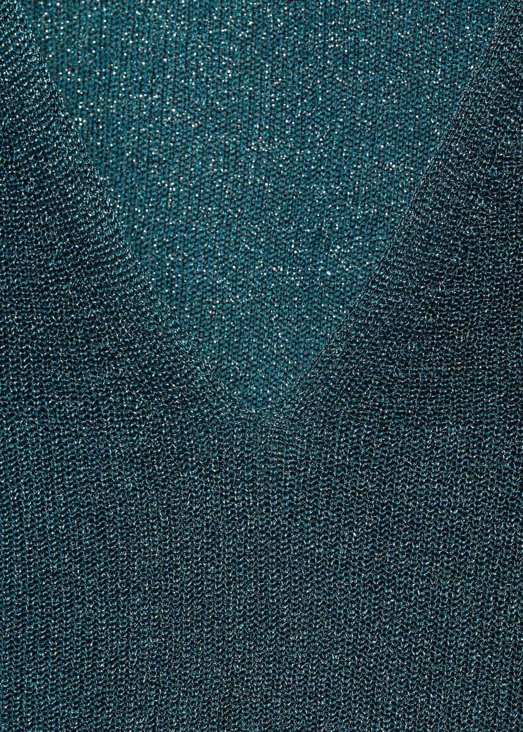 Green V-Neck Lurex Sweater, , large image number 3