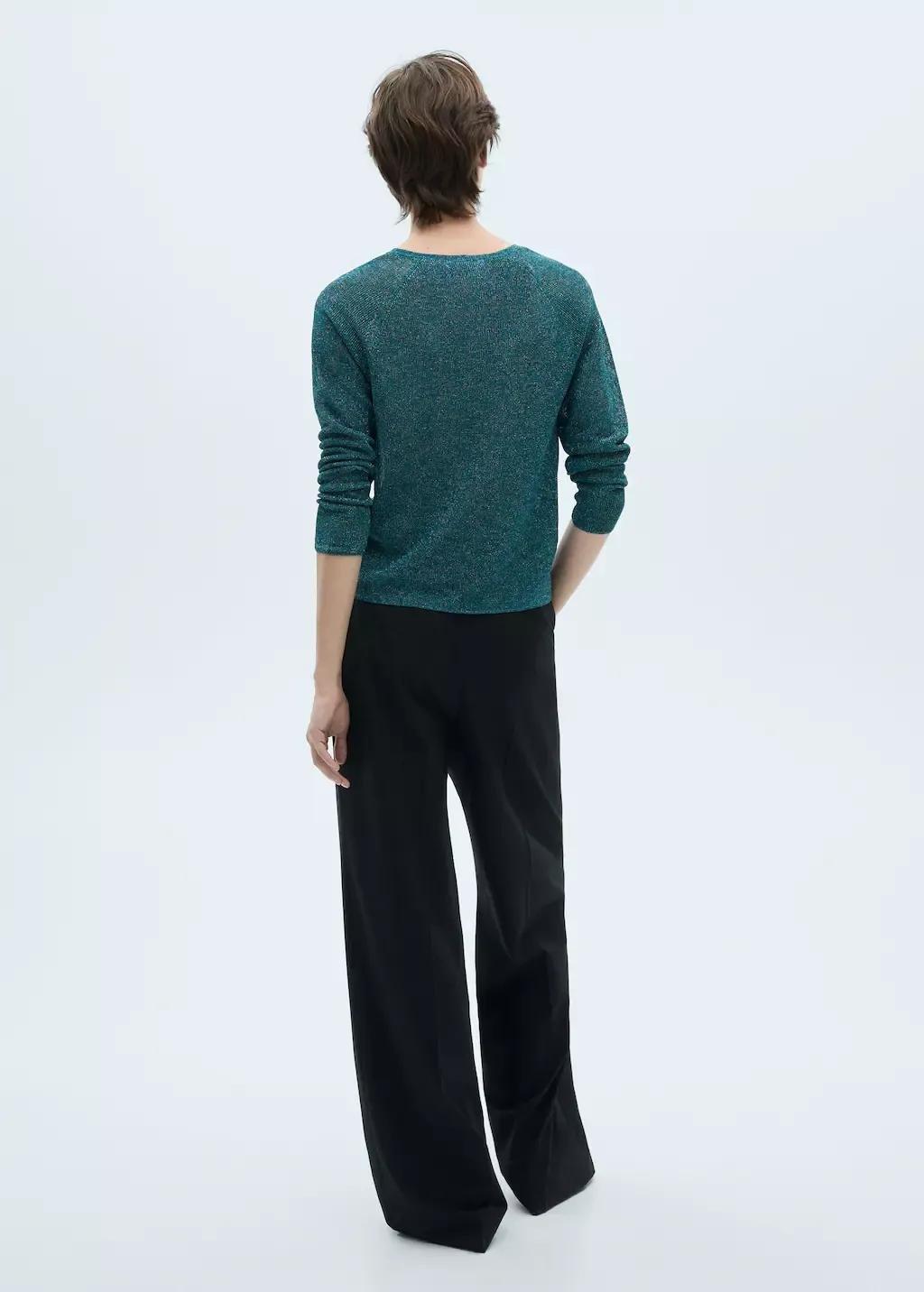 Green V-Neck Lurex Sweater, , large image number 5