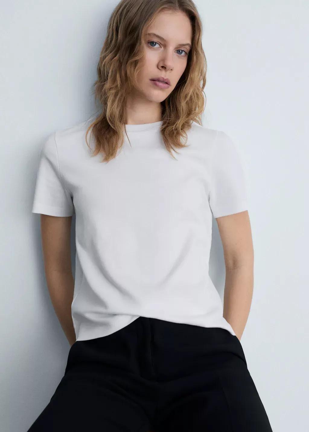 White Short-Sleeved Cotton T-Shirt, , large image number 0