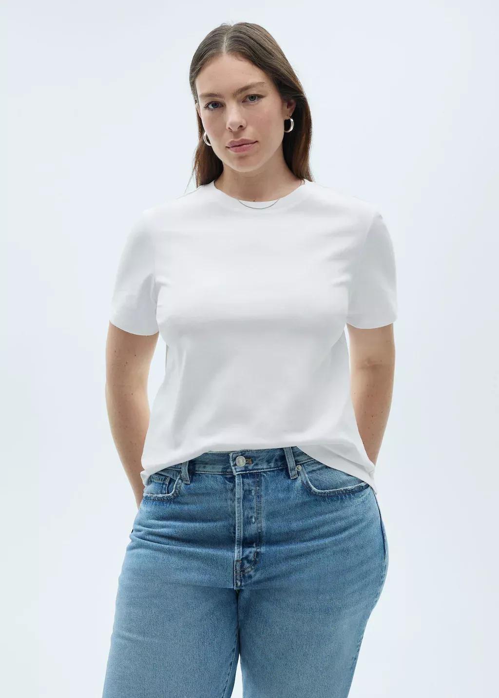 White Short-Sleeved Cotton T-Shirt, , large image number 6