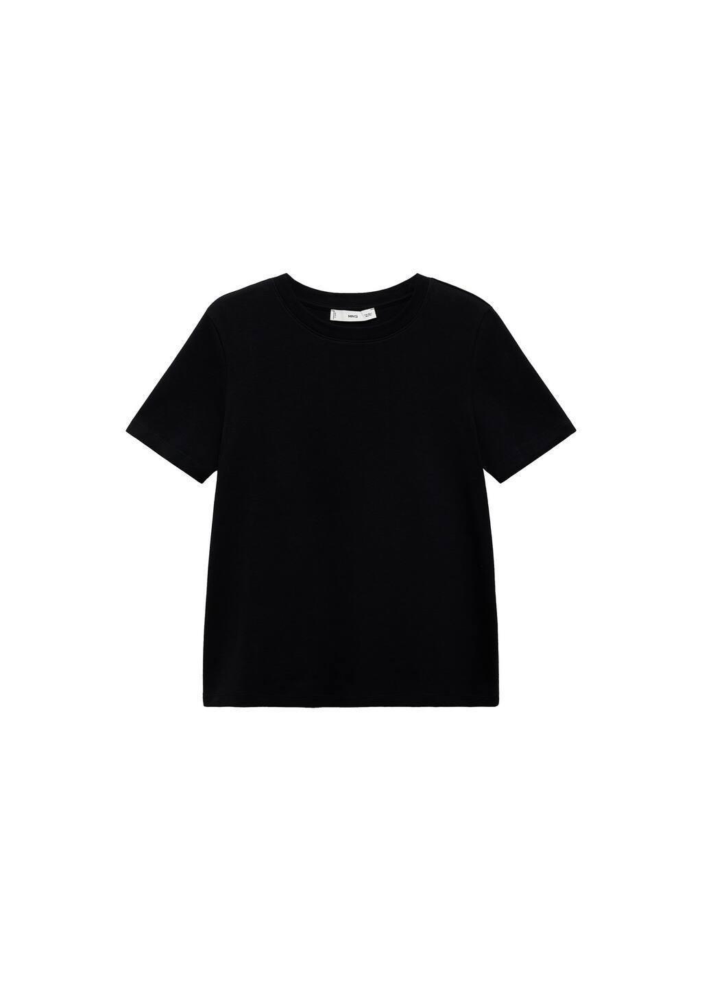 Black Basic T-Shirt Made Of 100% Cotton, , large image number 2
