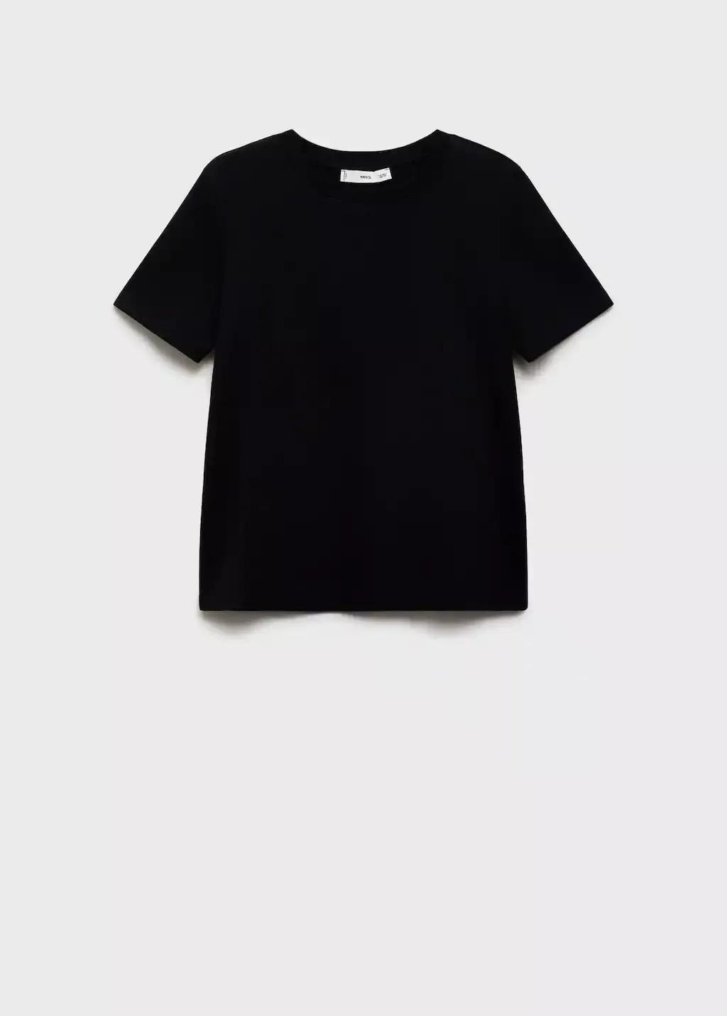 Black Basic T-Shirt Made Of 100% Cotton, , large image number 4