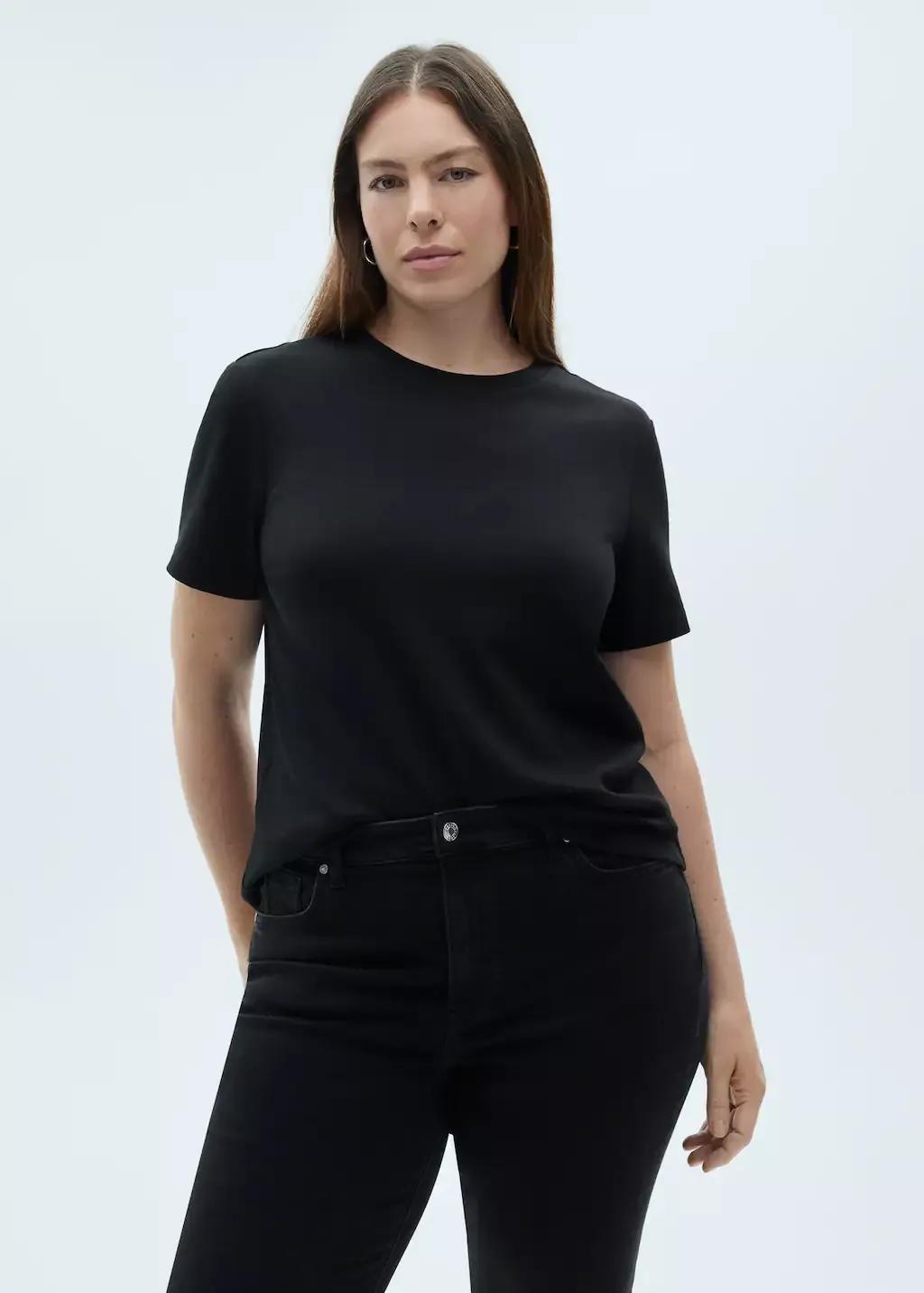 Black Basic T-Shirt Made Of 100% Cotton, , large image number 6