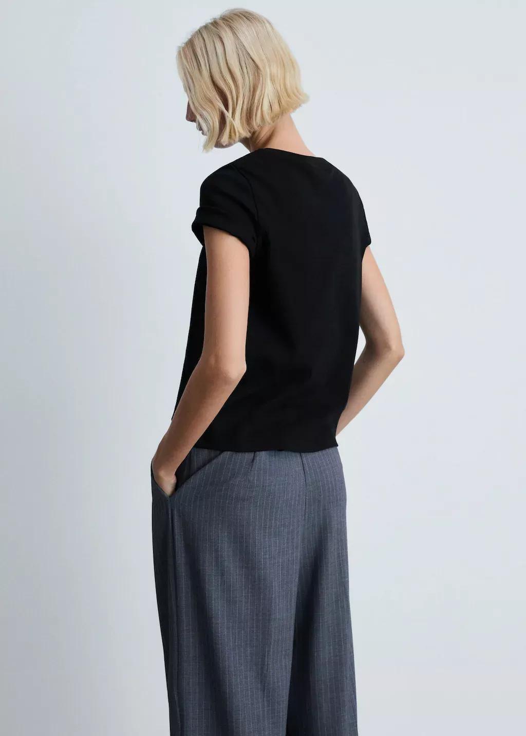 Black Basic T-Shirt Made Of 100% Cotton, , large image number 8