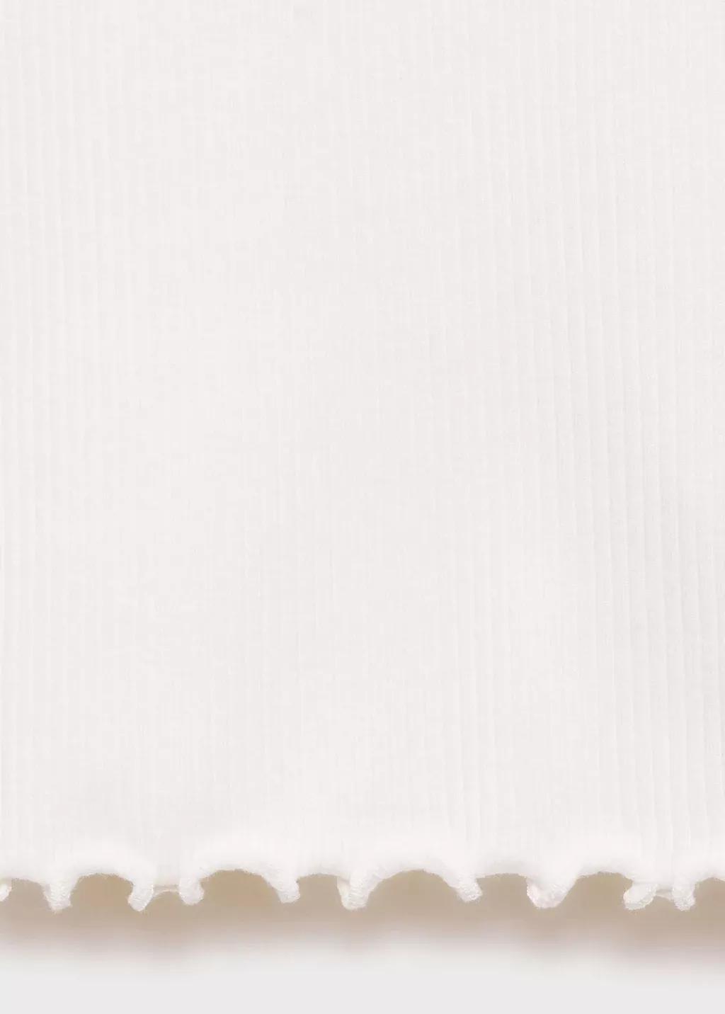 White Ribbed High Neck T-Shirt, Kids Girl, , large image number 3