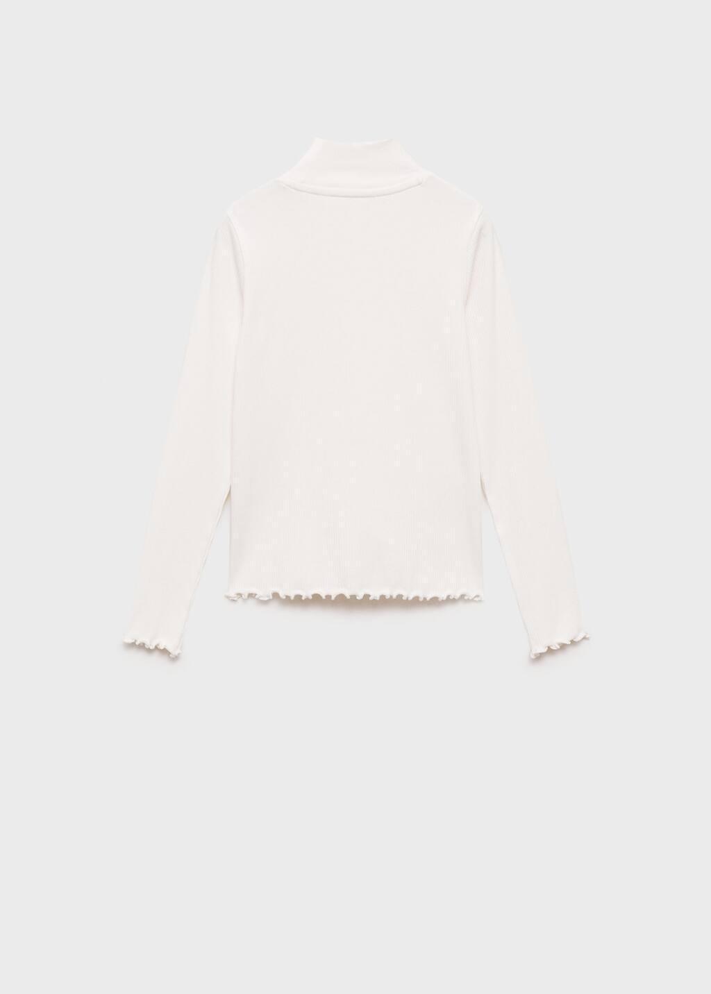 White Ribbed High Neck T-Shirt, Kids Girl, , large image number 5