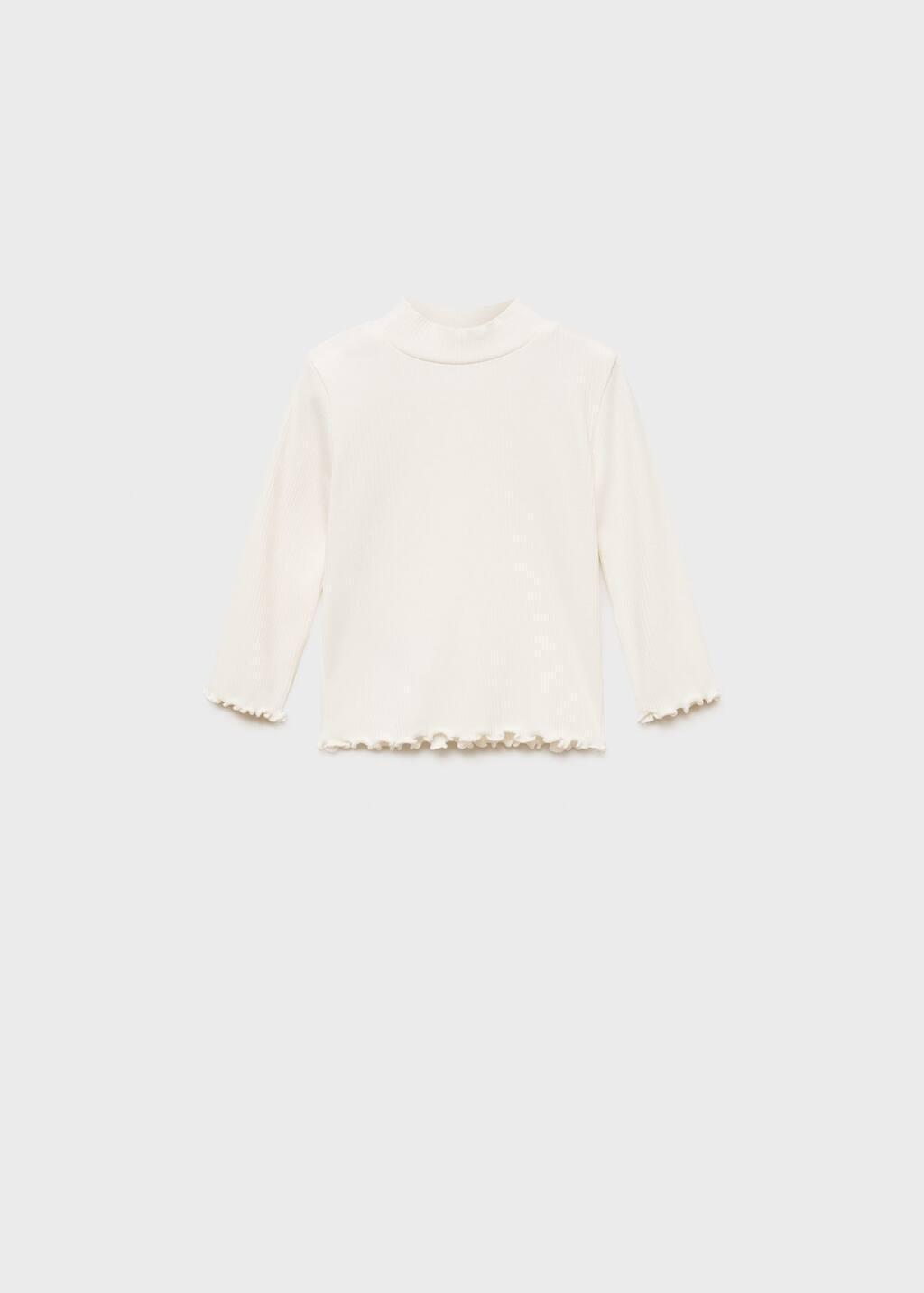 White Turtleneck Long-Sleeved T-Shirt, Baby Girl, , large image number 0