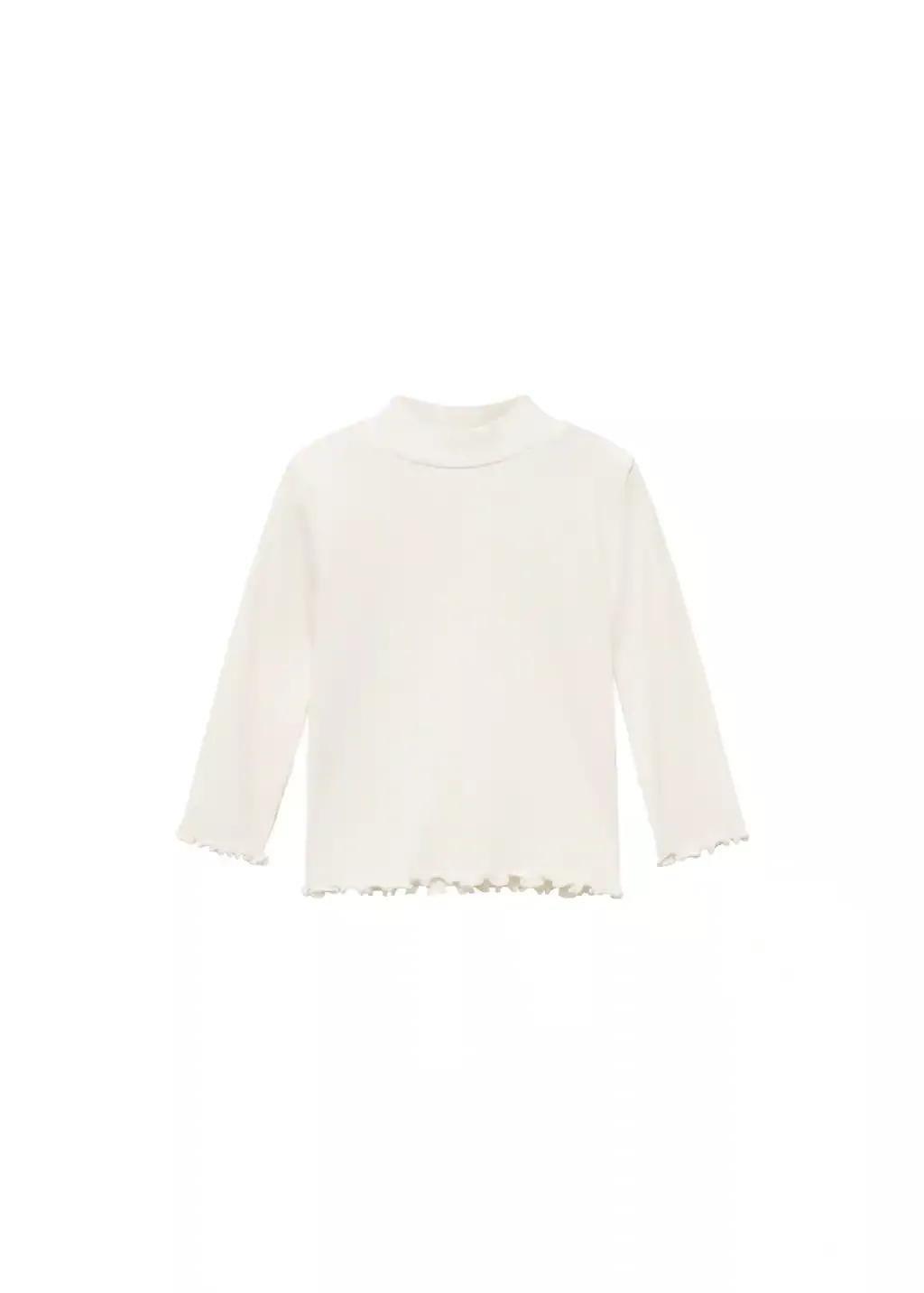 White Turtleneck Long-Sleeved T-Shirt, Baby Girl, , large image number 3