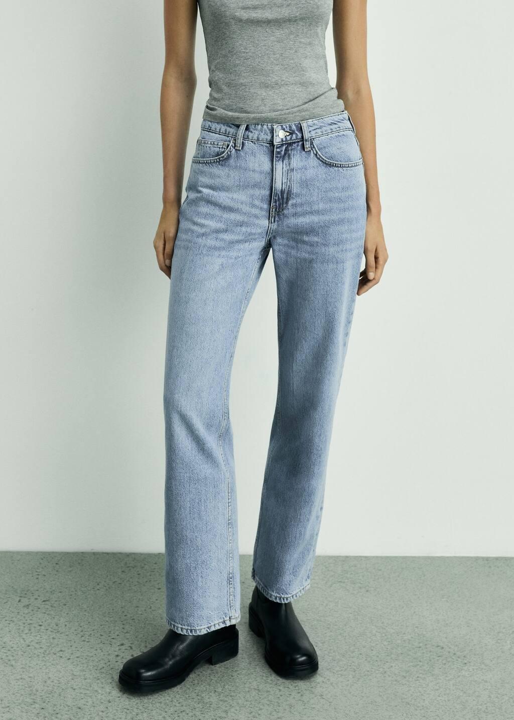 Blue Straight Jeans Matilda With Medium Waist, , large image number 0